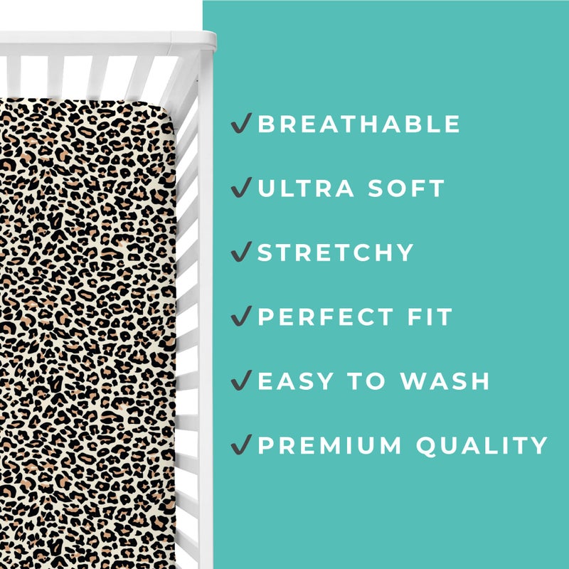 Posh Peanut Fitted Crib Sheet, Soft Viscose from Bamboo Fabric, Standard Crib and Toddler Mattresses 52" by 28" (Lana Leopard Tan) - Image 5